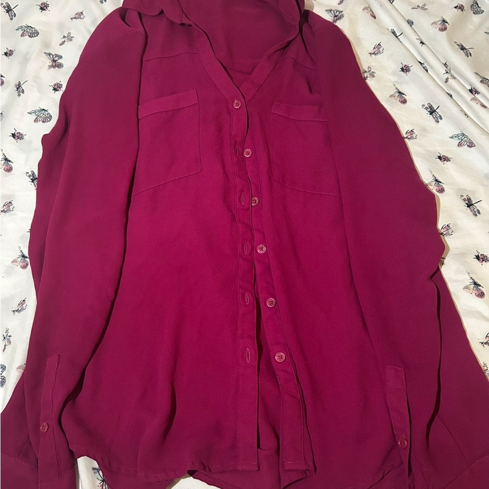 Express Pink Button Down Shirt Relaxed Fit